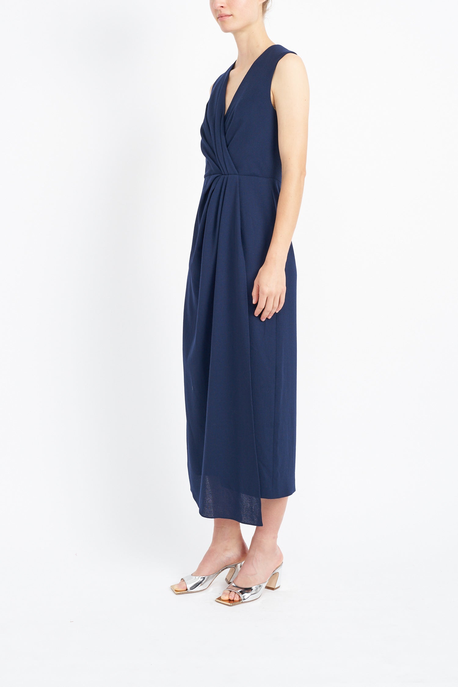 UMA NAVY SUSTAINABLY SOURCED CADY DRESS