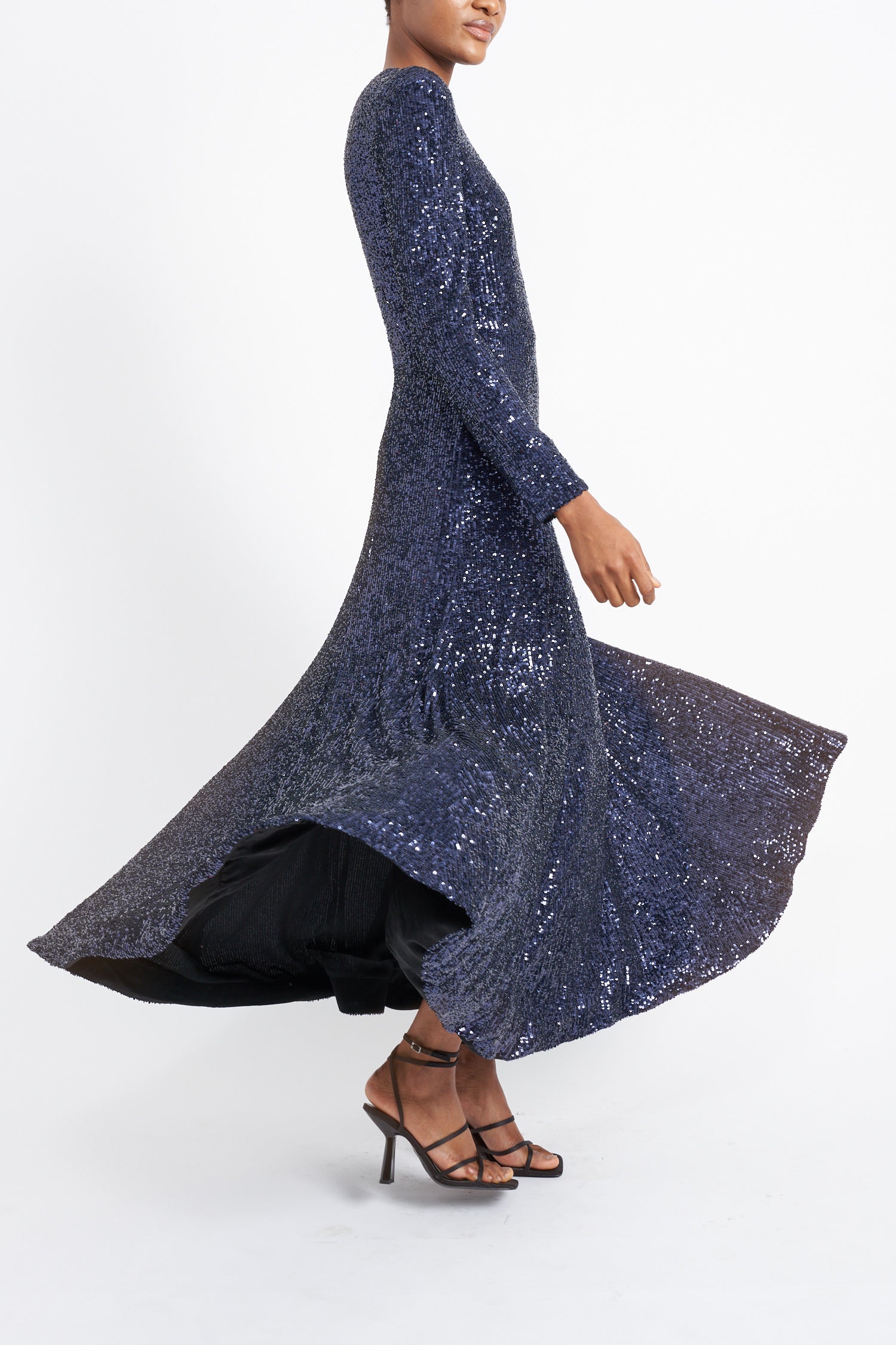 MAYA SUSTAINABLY SOURCED NAVY SEQUIN DRESS