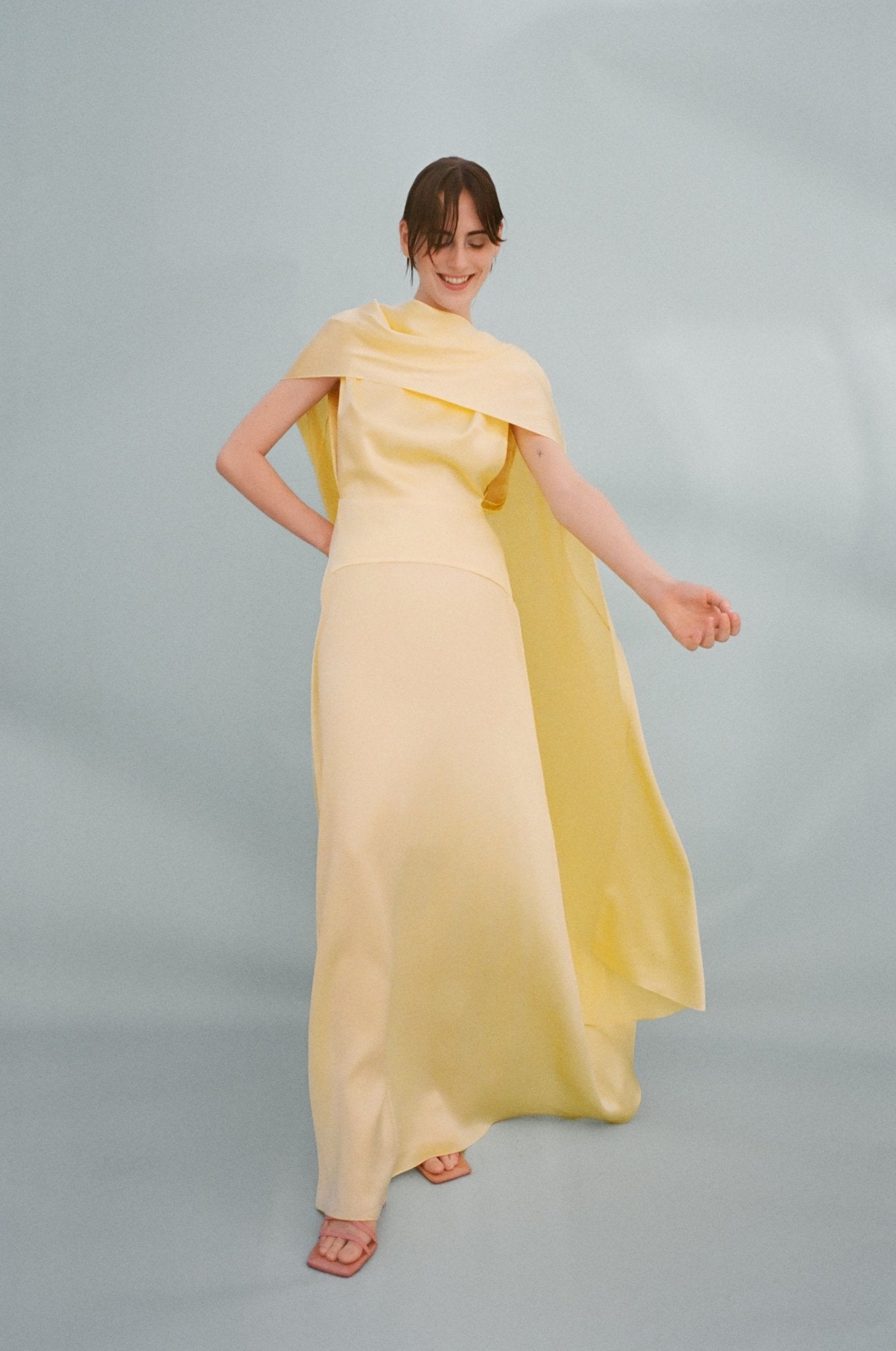 DIANA CAPE COGNAC SILK SATIN - E.STOTT