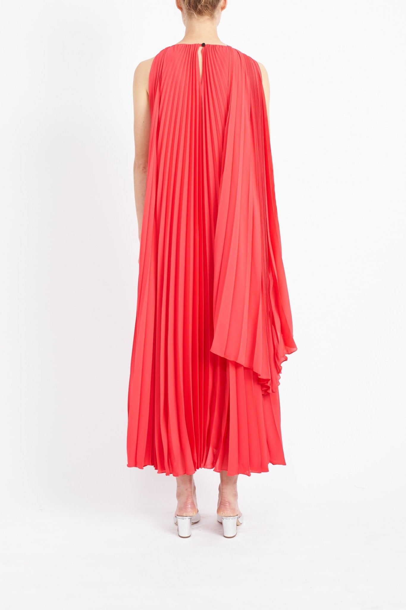 LISE CORAL SUSTAINABLY SOURCED PLEATED CHIFFON DRESS - E.STOTT
