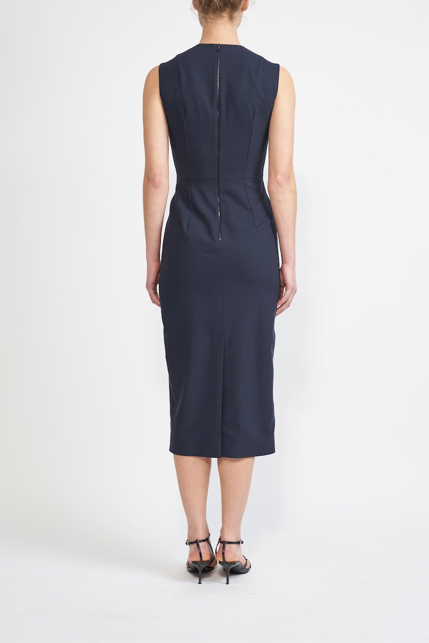 MILA SUSTAINABLY SOURCED NAVY CADY DRESS - E.STOTT