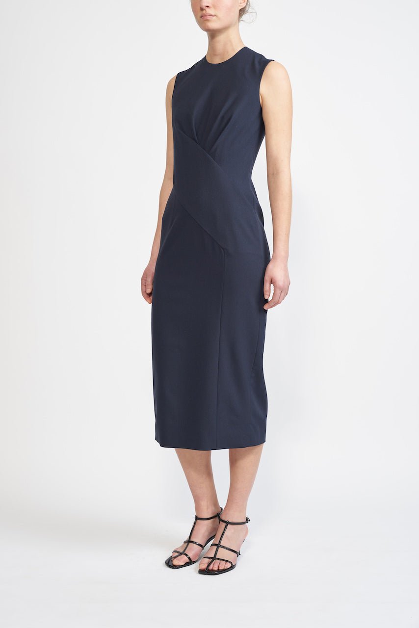 MILA SUSTAINABLY SOURCED NAVY CADY DRESS - E.STOTT