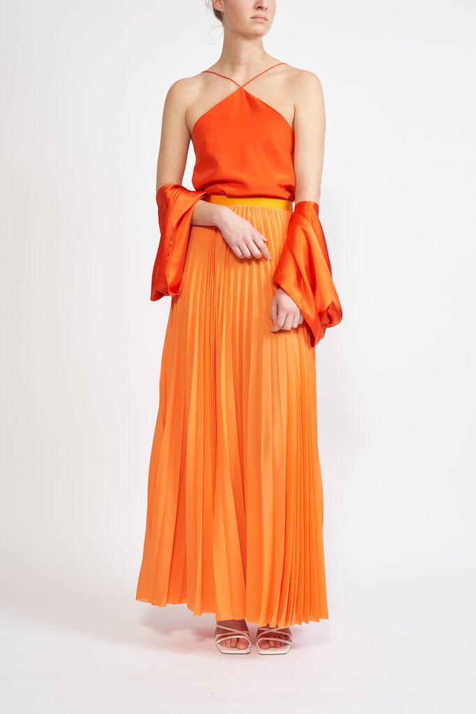 PALOMA LONG ORANGE SILK SATIN JACKET - E.STOTT