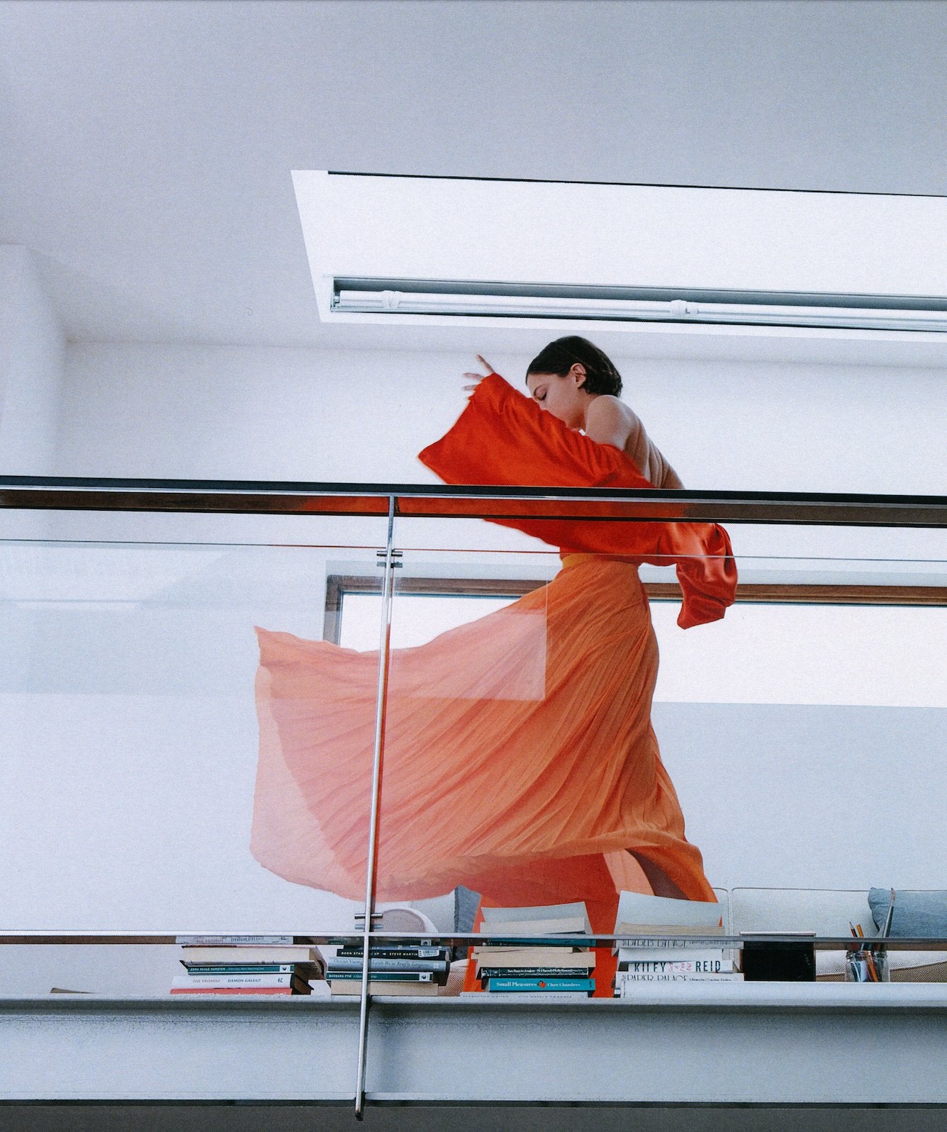 PALOMA LONG ORANGE SILK SATIN JACKET - E.STOTT