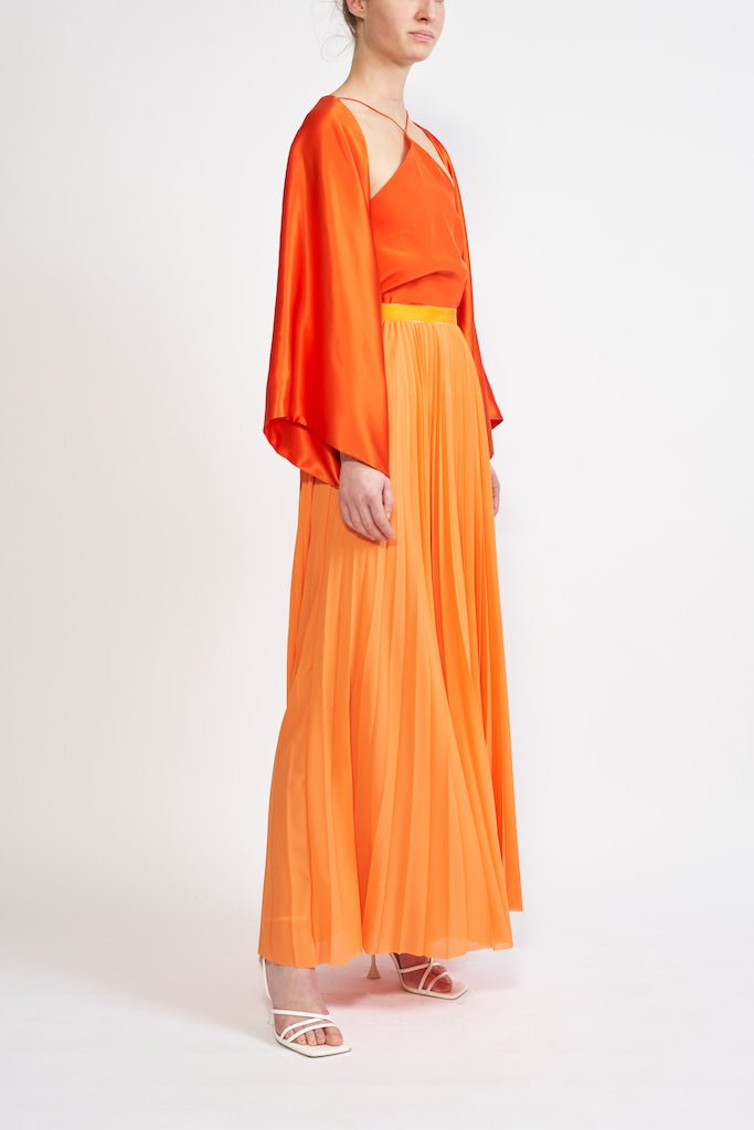 PALOMA LONG ORANGE SILK SATIN JACKET - E.STOTT