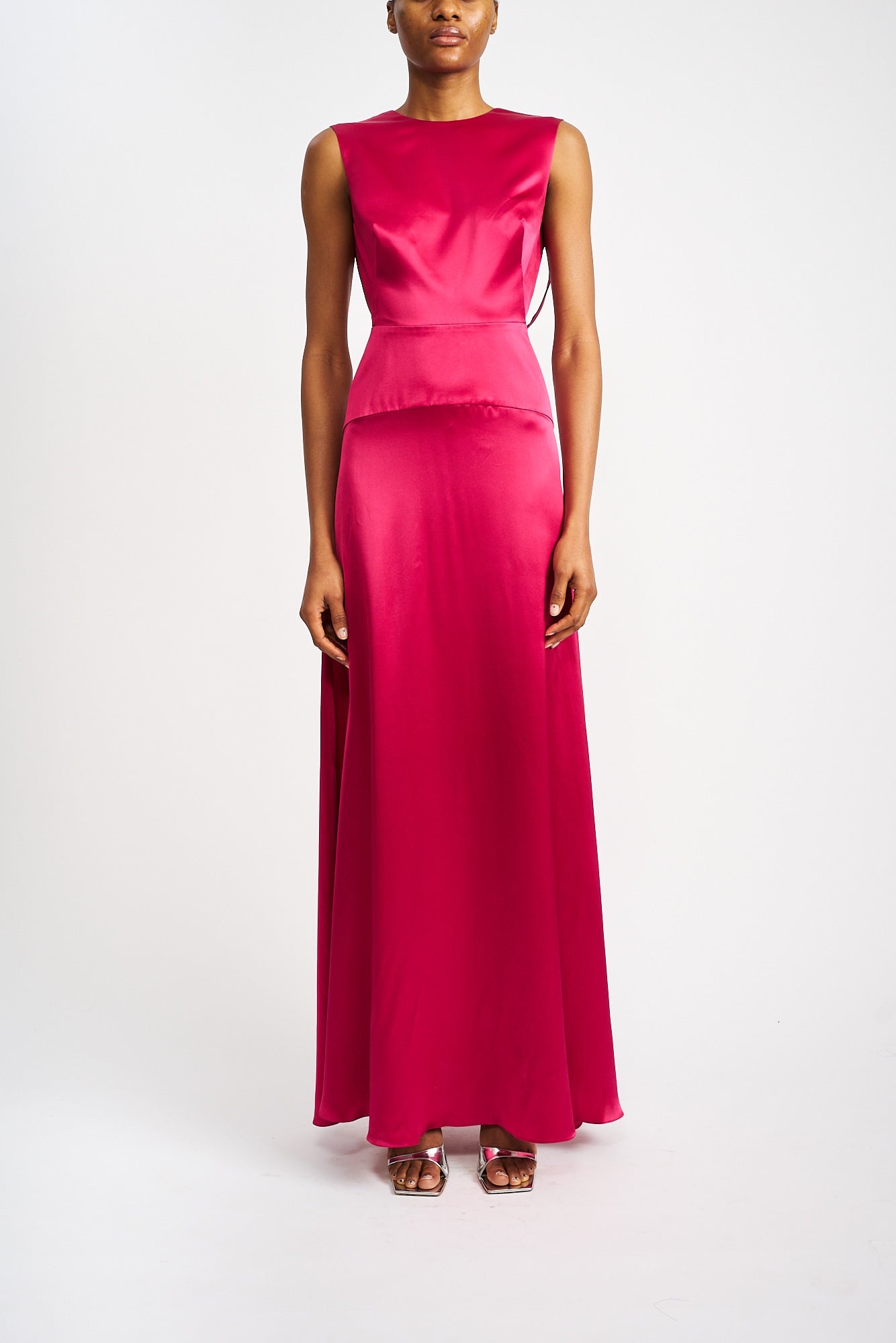 VALENTINA RASPBERRY SILK SATIN DRESS - E.STOTT