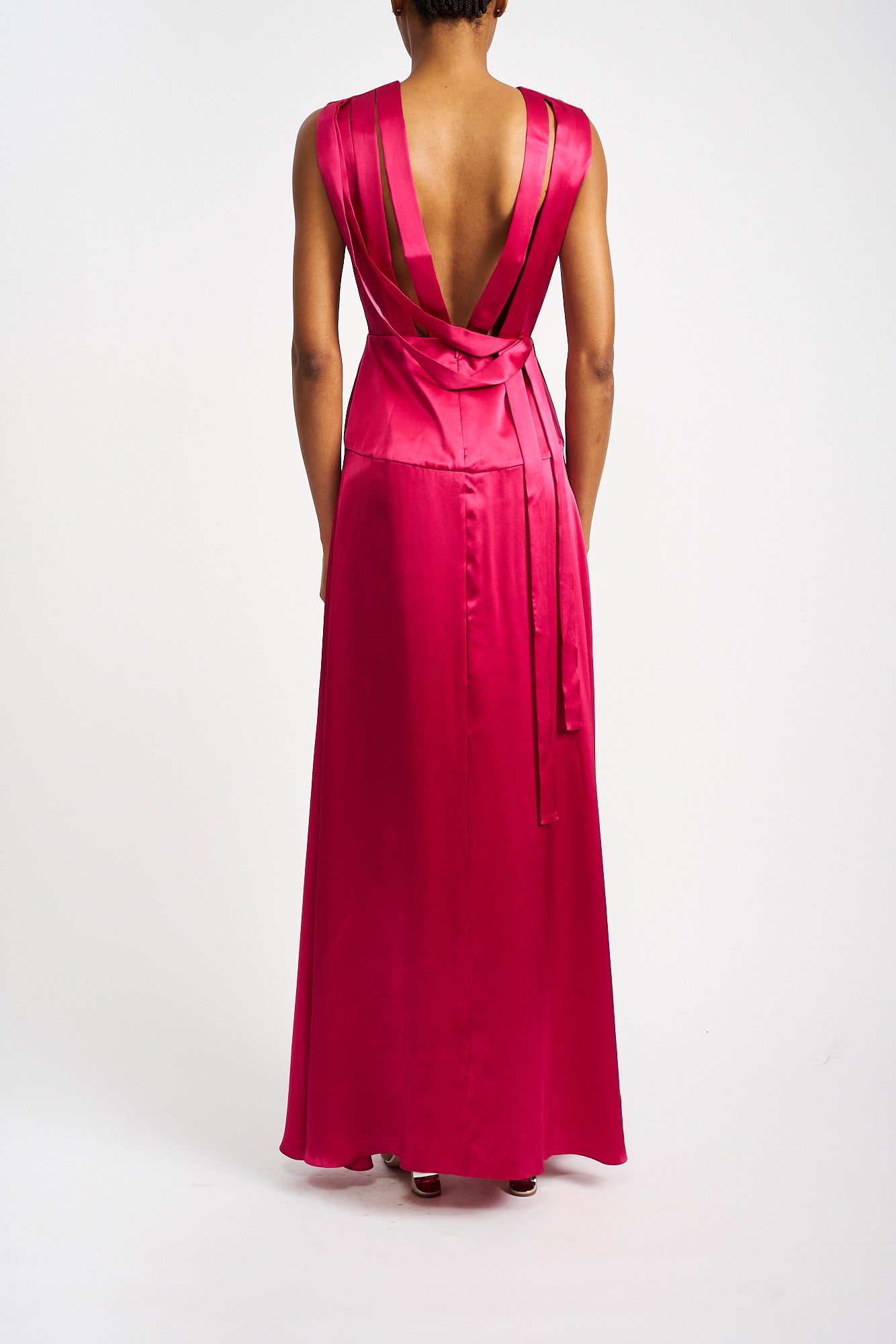 VALENTINA RASPBERRY SILK SATIN DRESS - E.STOTT