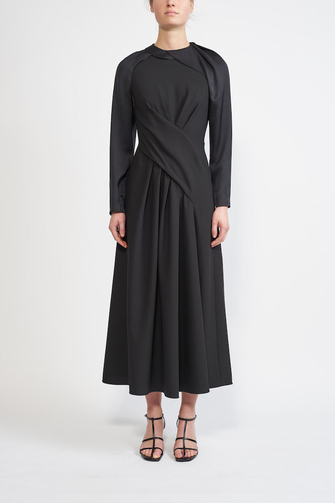 SUSANNAH SUSTAINABLY SOURCED BLACK CADY DRESS