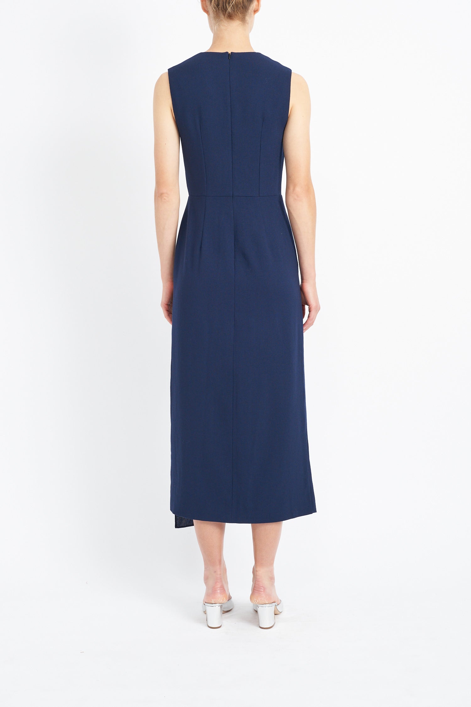 UMA NAVY SUSTAINABLY SOURCED CADY DRESS