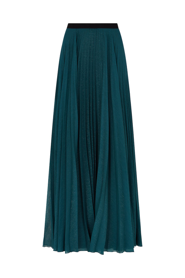 NOLA SUSTAINABLY SOURCED PLEATED TEAL SKIRT