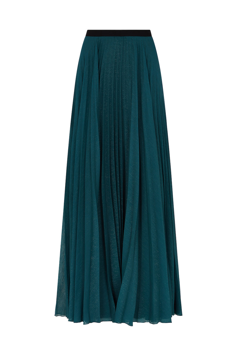 NOLA SUSTAINABLY SOURCED PLEATED TEAL SKIRT
