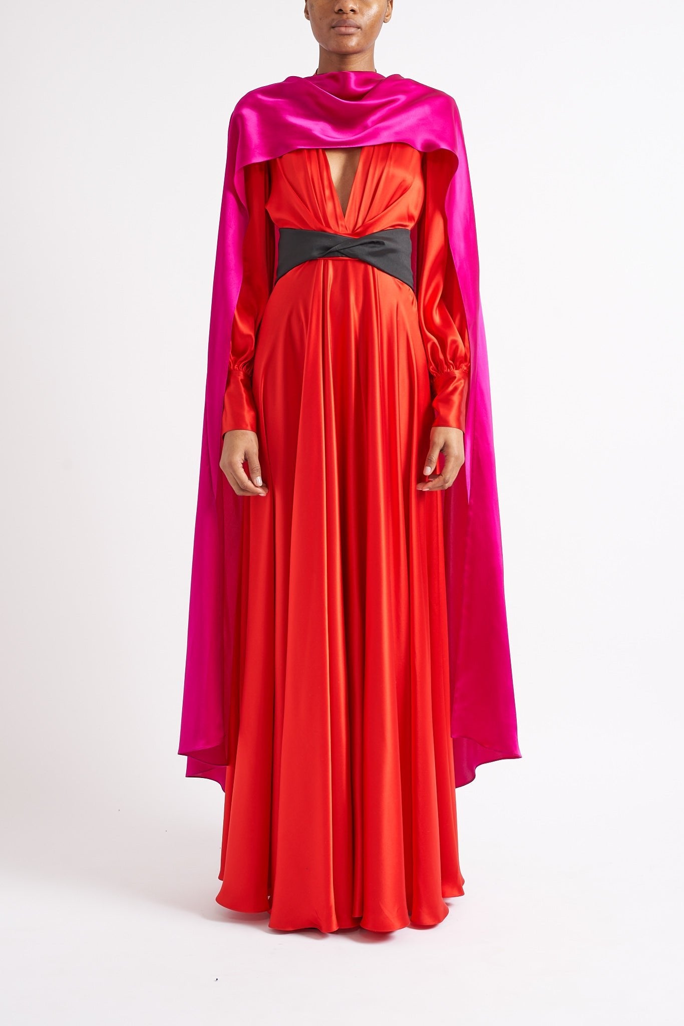 DIANA CAPE MAGENTA SILK SATIN - E.STOTT