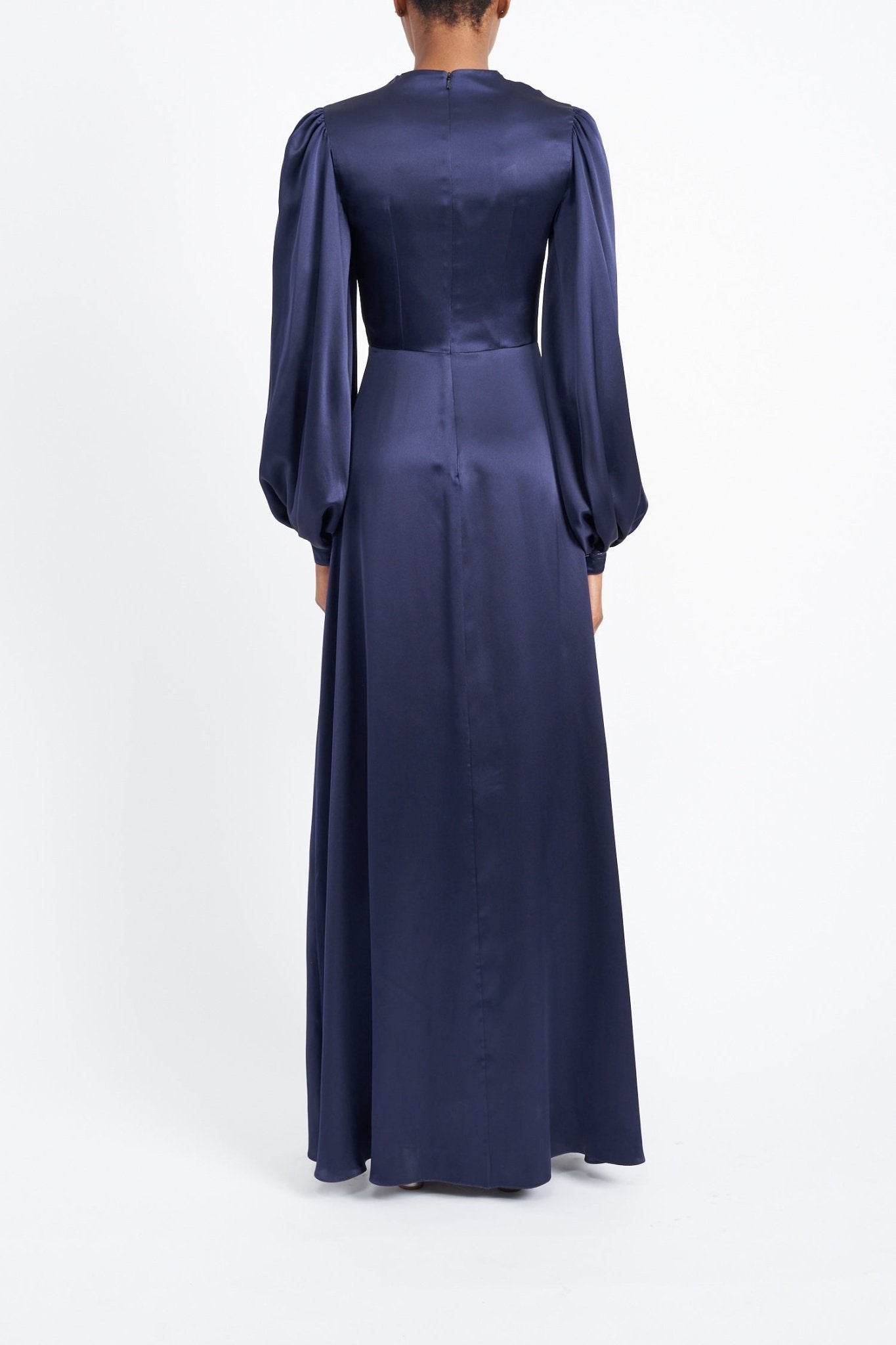 EDEN NAVY BLUE SILK SATIN DRESS - E.STOTT