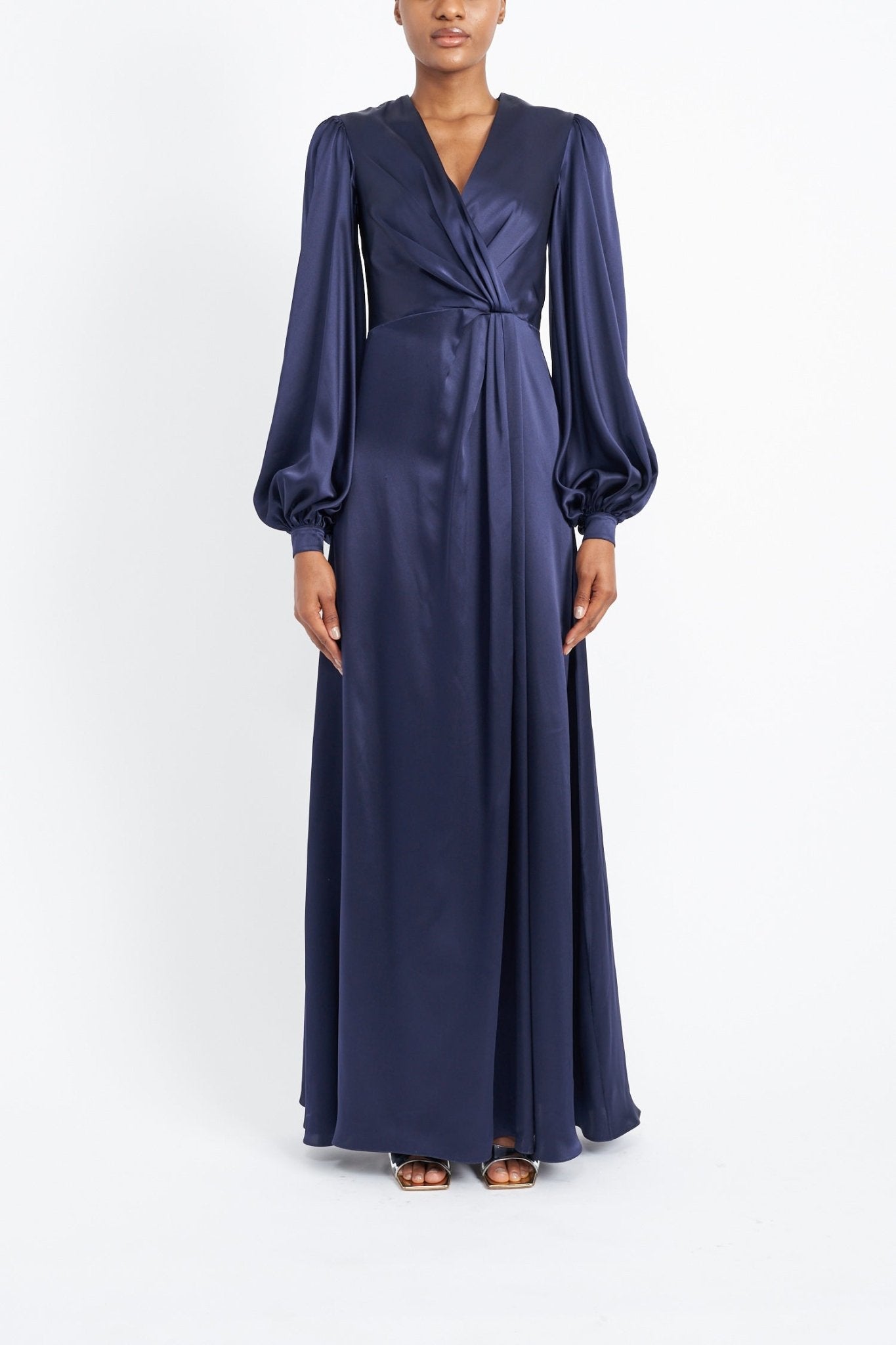 EDEN NAVY BLUE SILK SATIN DRESS - E.STOTT