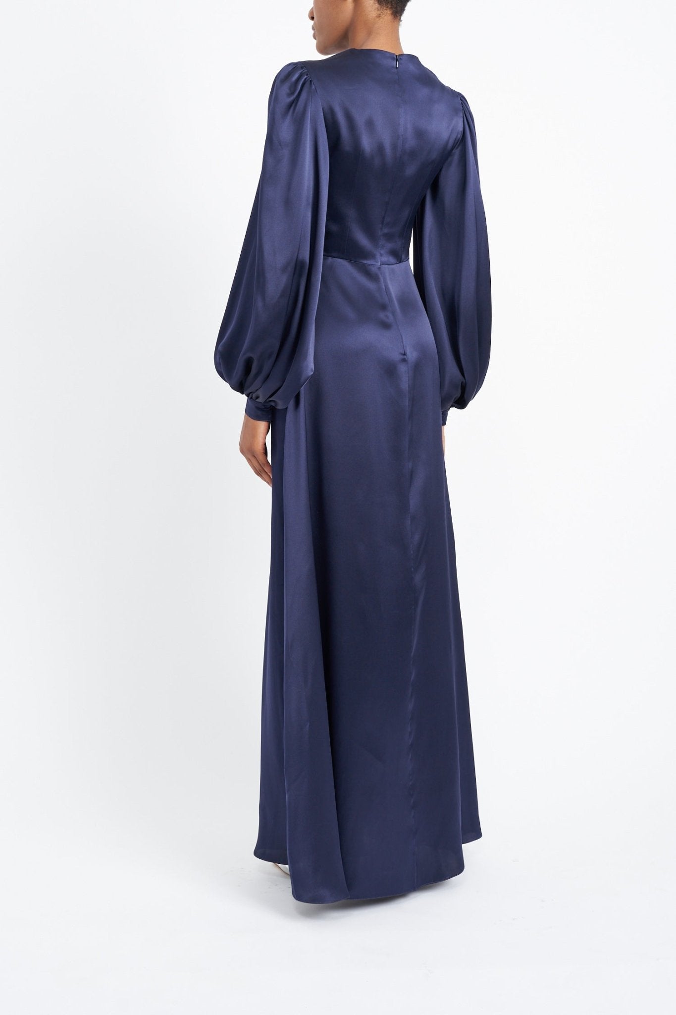 EDEN NAVY BLUE SILK SATIN DRESS - E.STOTT