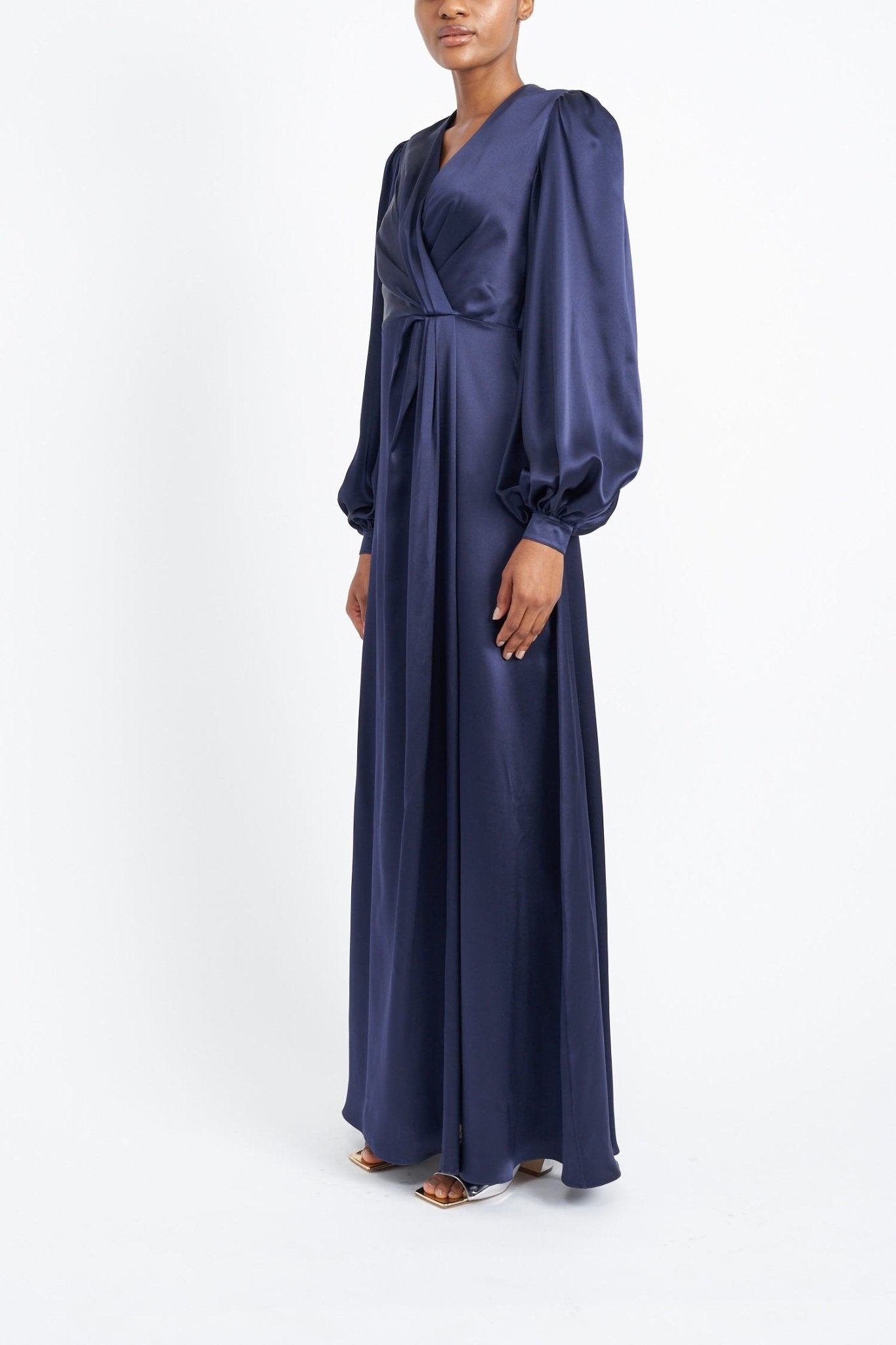 EDEN NAVY BLUE SILK SATIN DRESS - E.STOTT