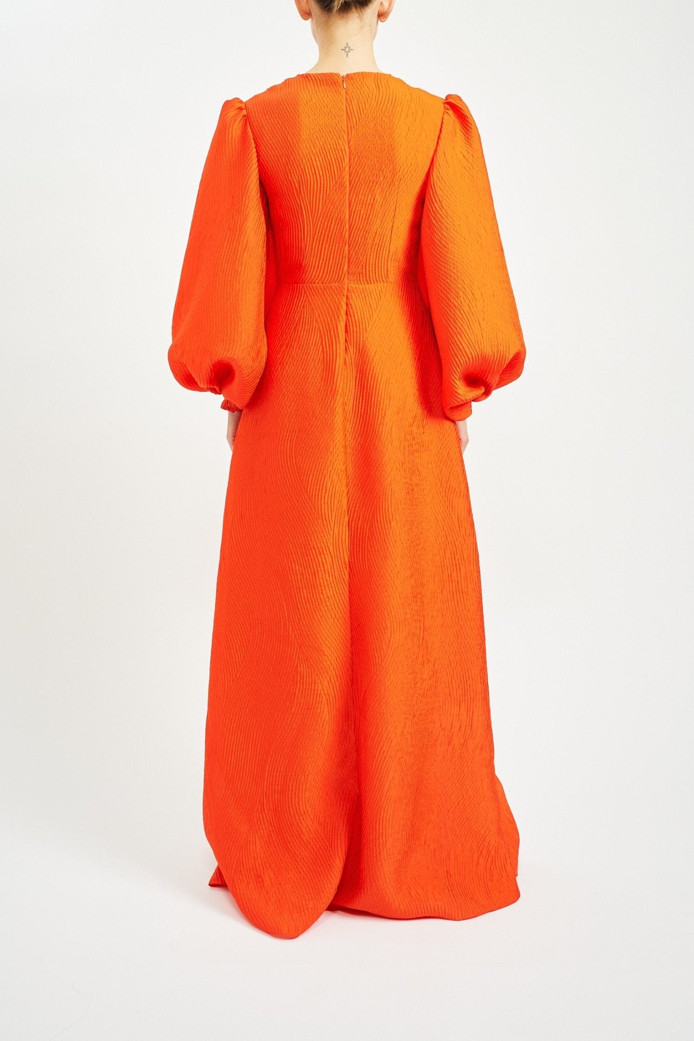 EDEN SUSTAINABLY SOURCED ORANGE JACQUARD DRESS - E.STOTT