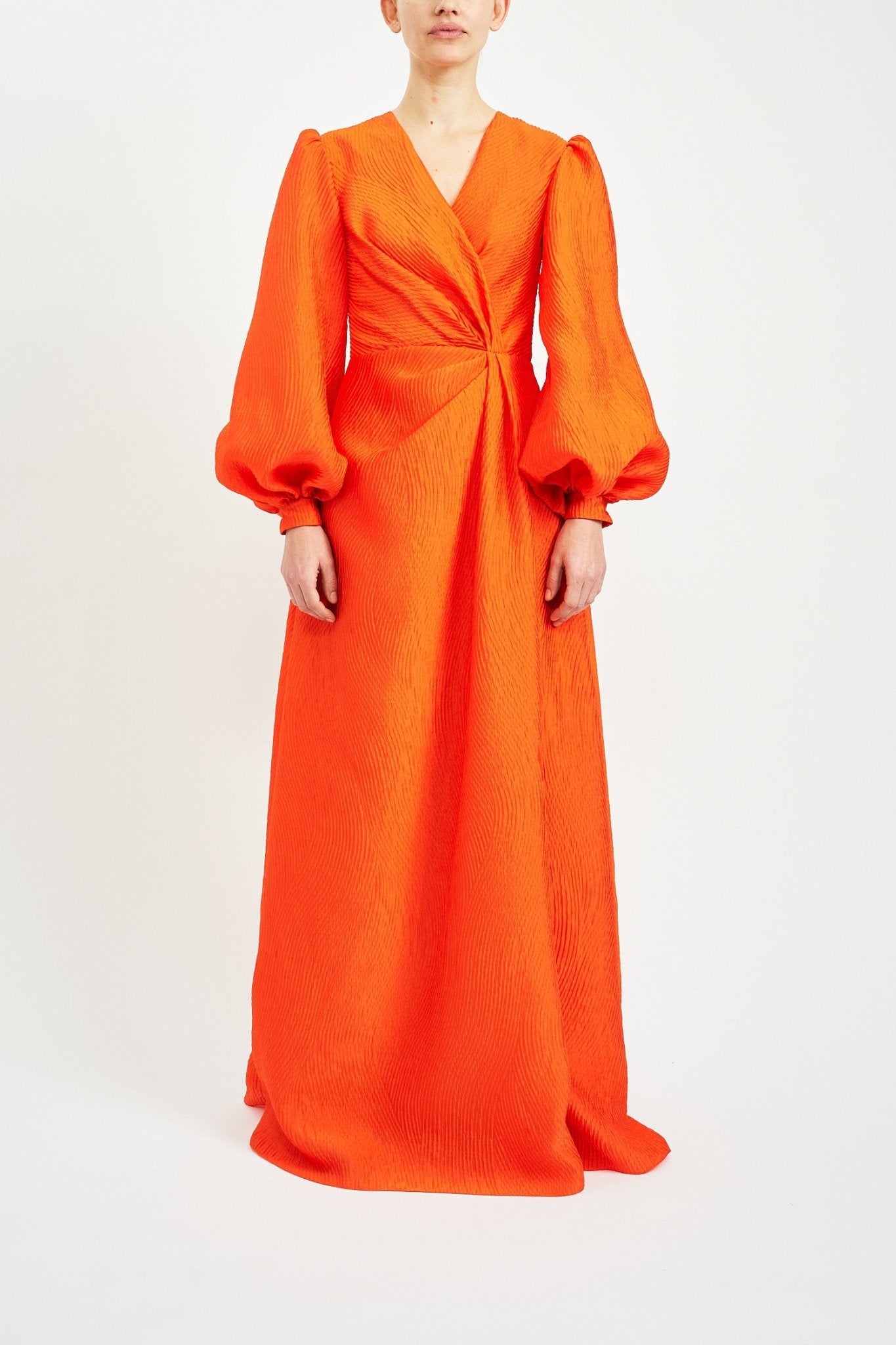 EDEN SUSTAINABLY SOURCED ORANGE JACQUARD DRESS - E.STOTT