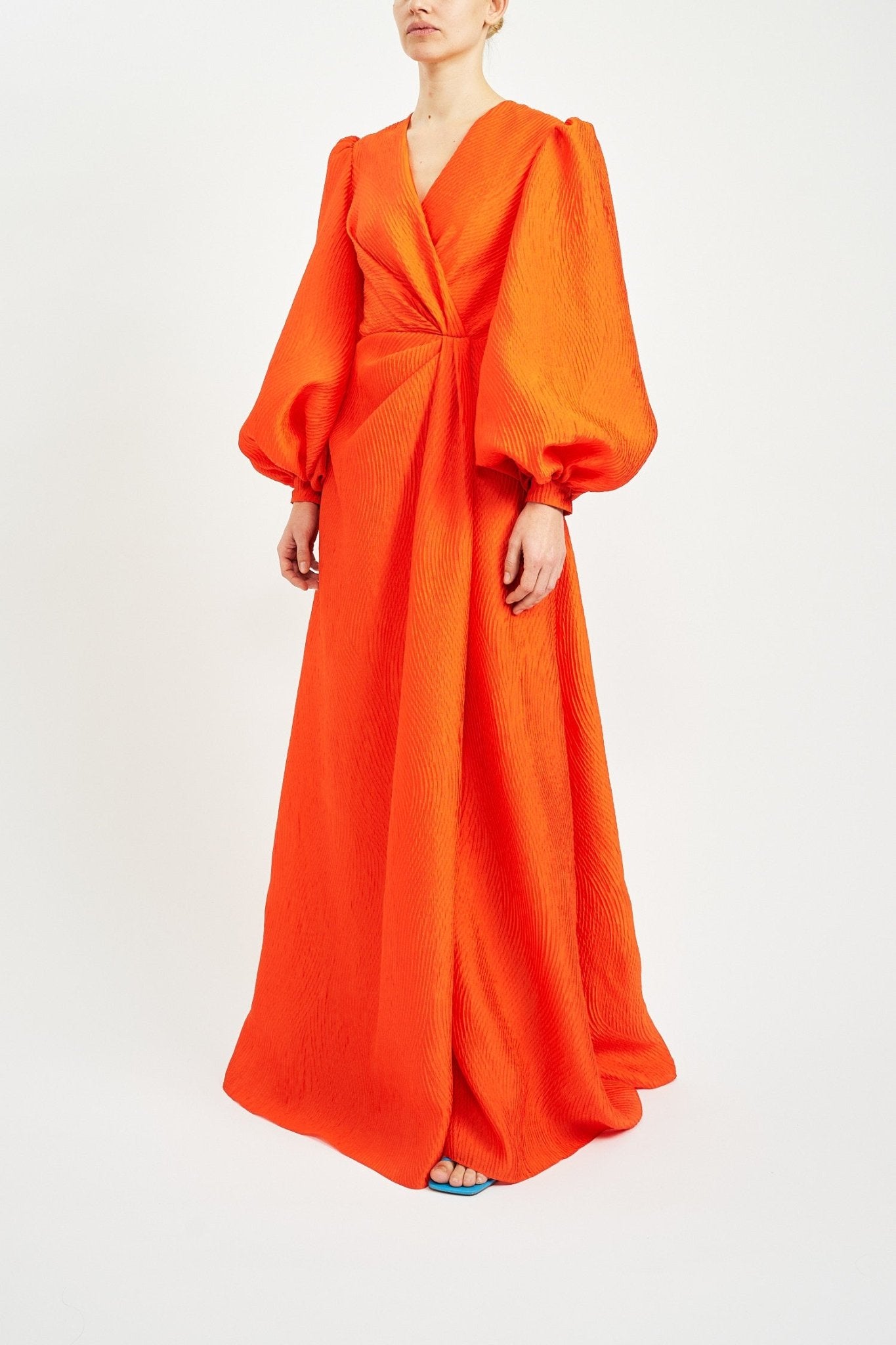 EDEN SUSTAINABLY SOURCED ORANGE JACQUARD DRESS - E.STOTT