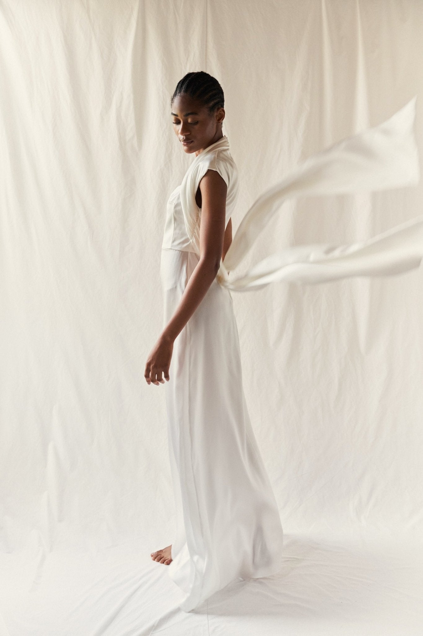 HELENA IVORY SILK SATIN DRESS