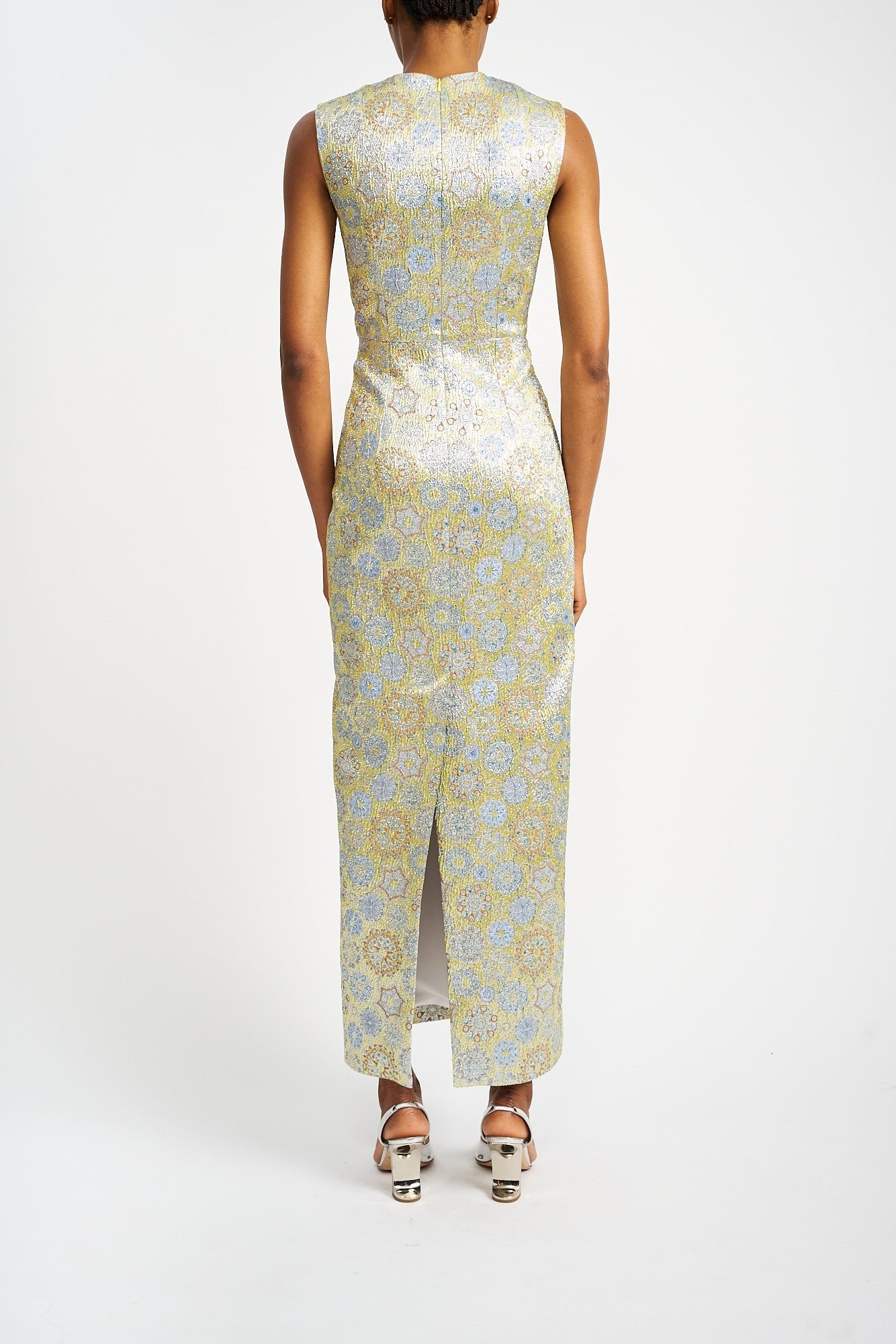 LUCIA SUSTAINABLY SOURCED LAMÈ JACQUARD DRESS - E.STOTT