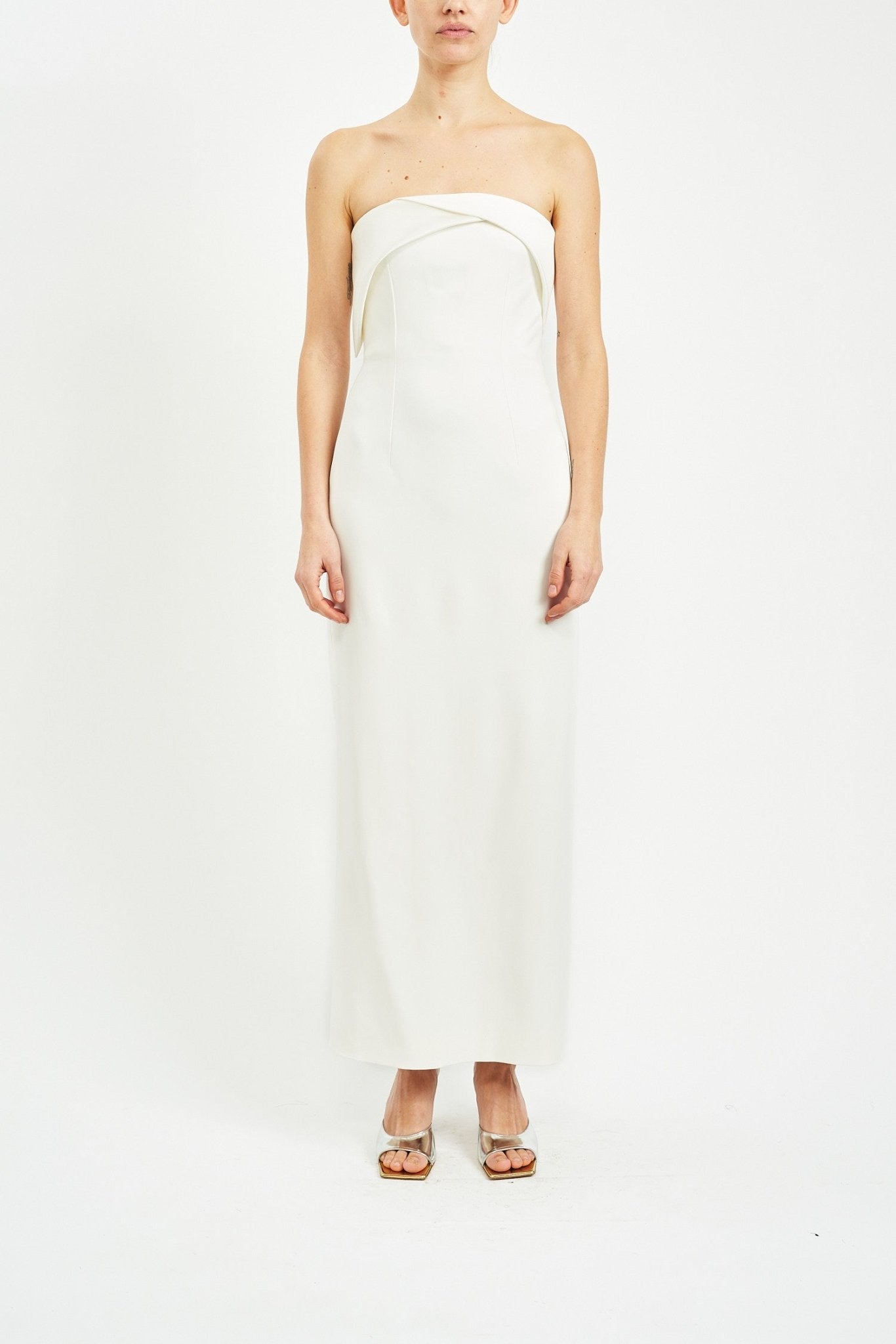 MARCIA SUSTAINABLY SOURCED CADY IVORY DRESS - E.STOTT