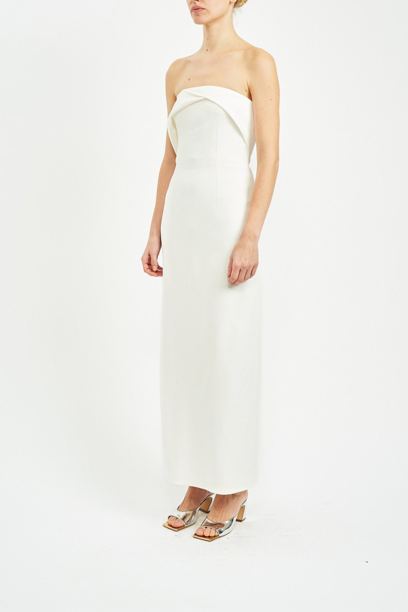 MARCIA SUSTAINABLY SOURCED CADY IVORY DRESS - E.STOTT