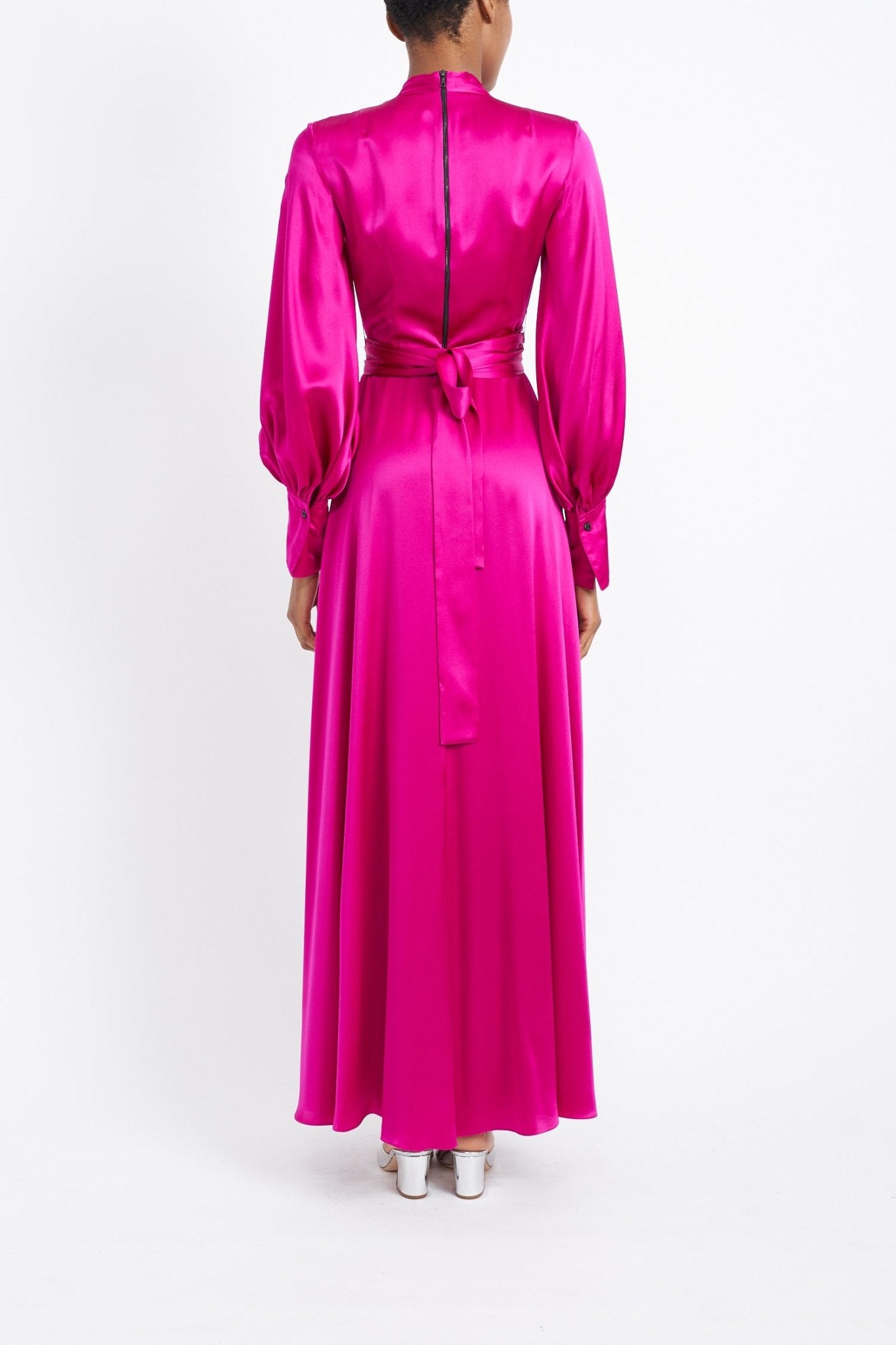 MONICA MAGENTA SILK SATIN DRESS - E.STOTT