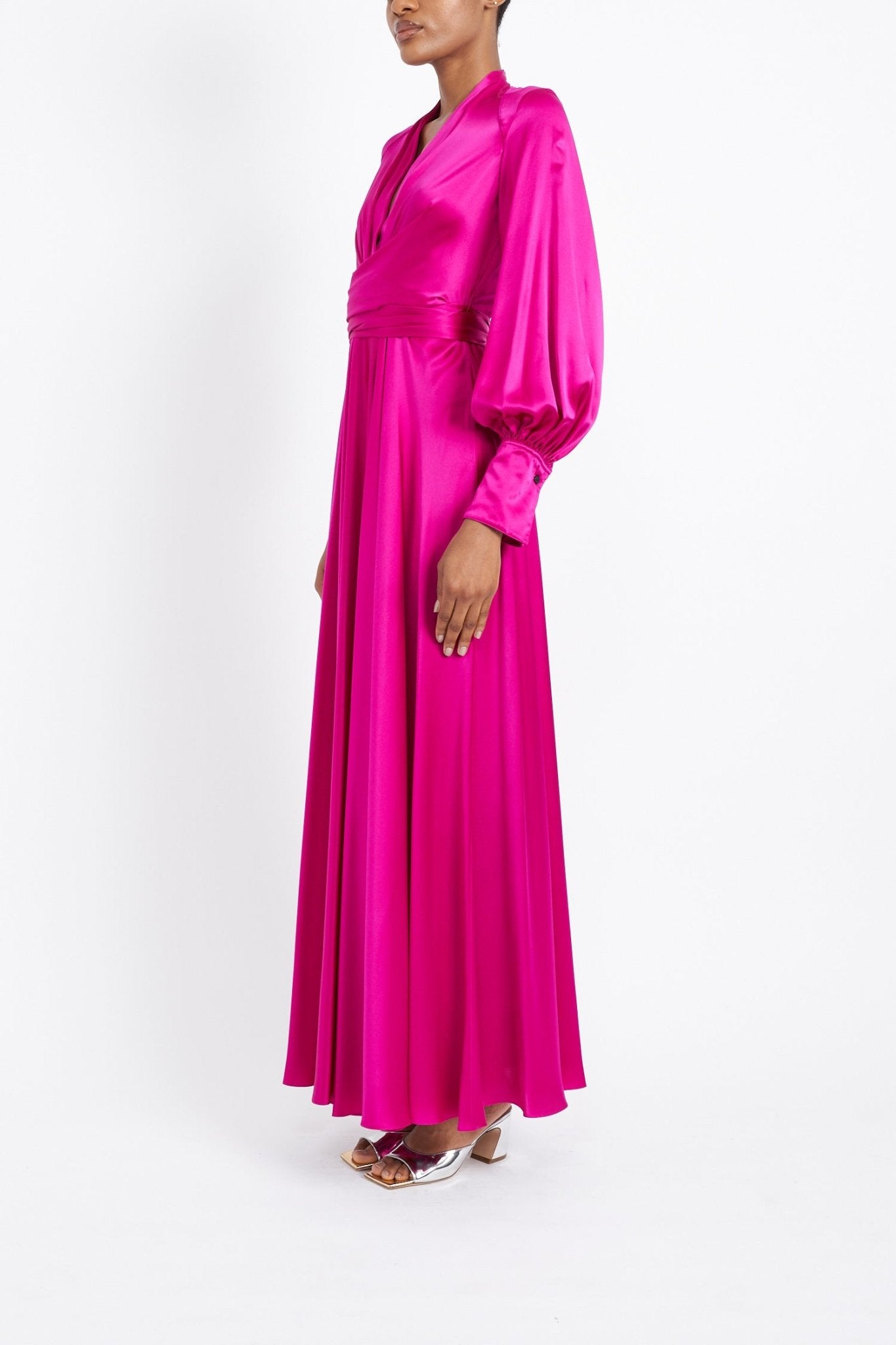 MONICA MAGENTA SILK SATIN DRESS - E.STOTT