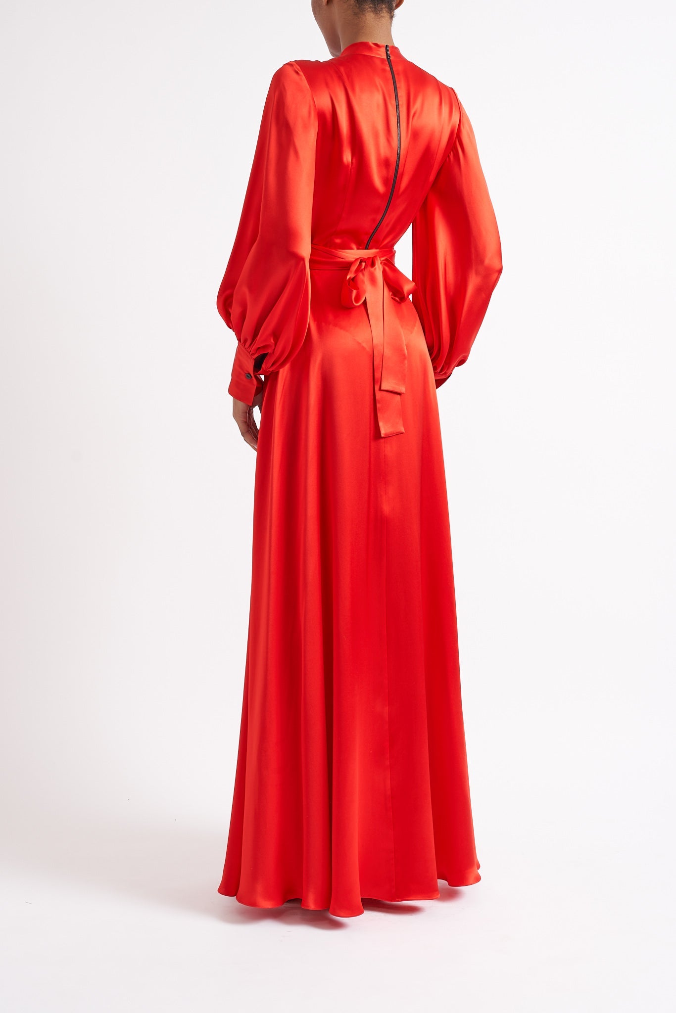MONICA RED SILK SATIN DRESS - E.STOTT
