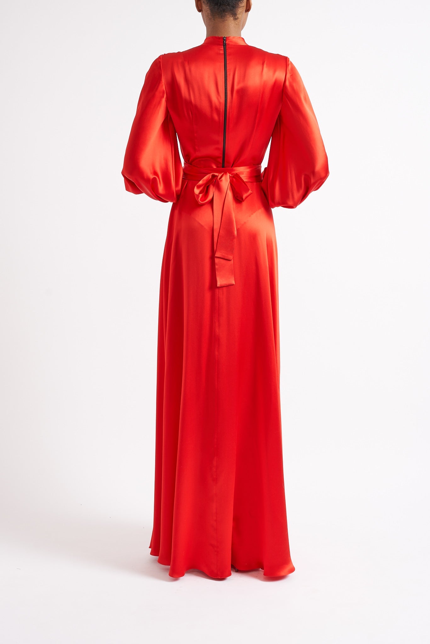 MONICA RED SILK SATIN DRESS - E.STOTT
