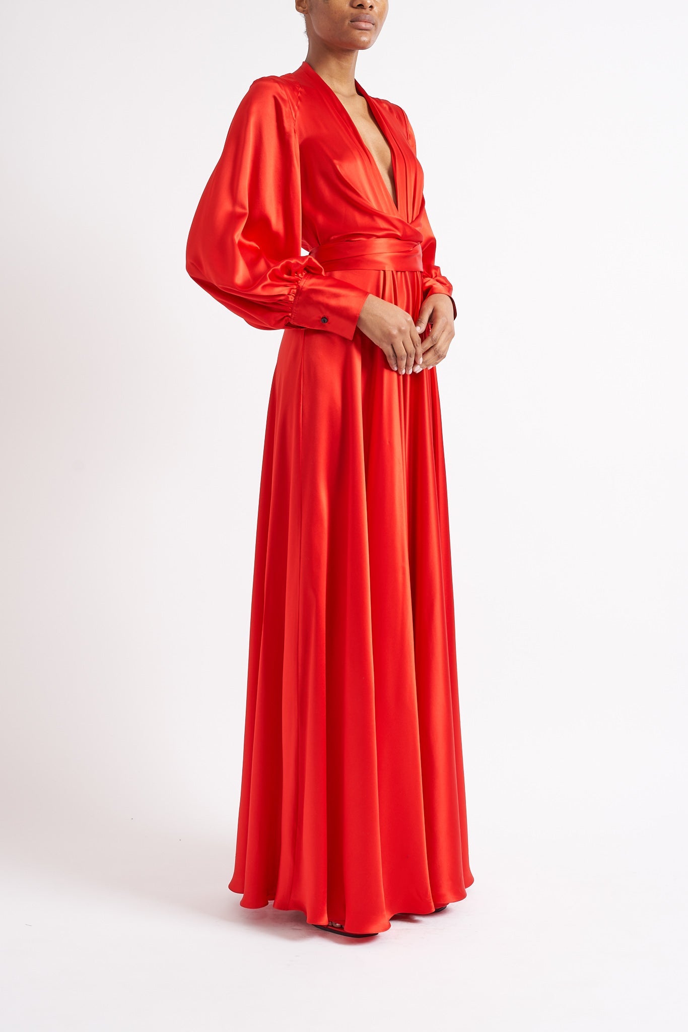 MONICA RED SILK SATIN DRESS - E.STOTT