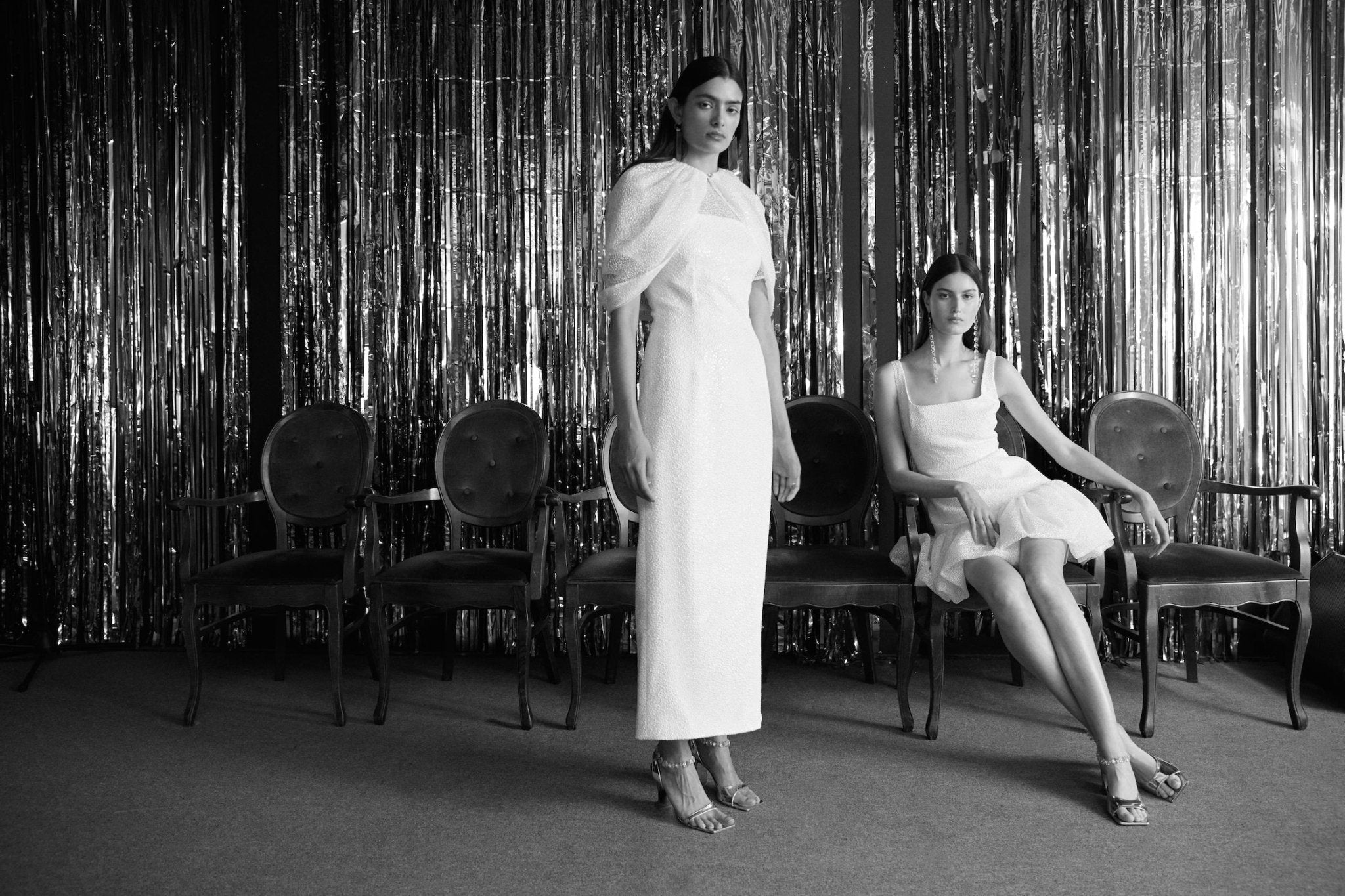 NAEVA SEQUIN EMBROIDERED WHITE DRESS - E.STOTT