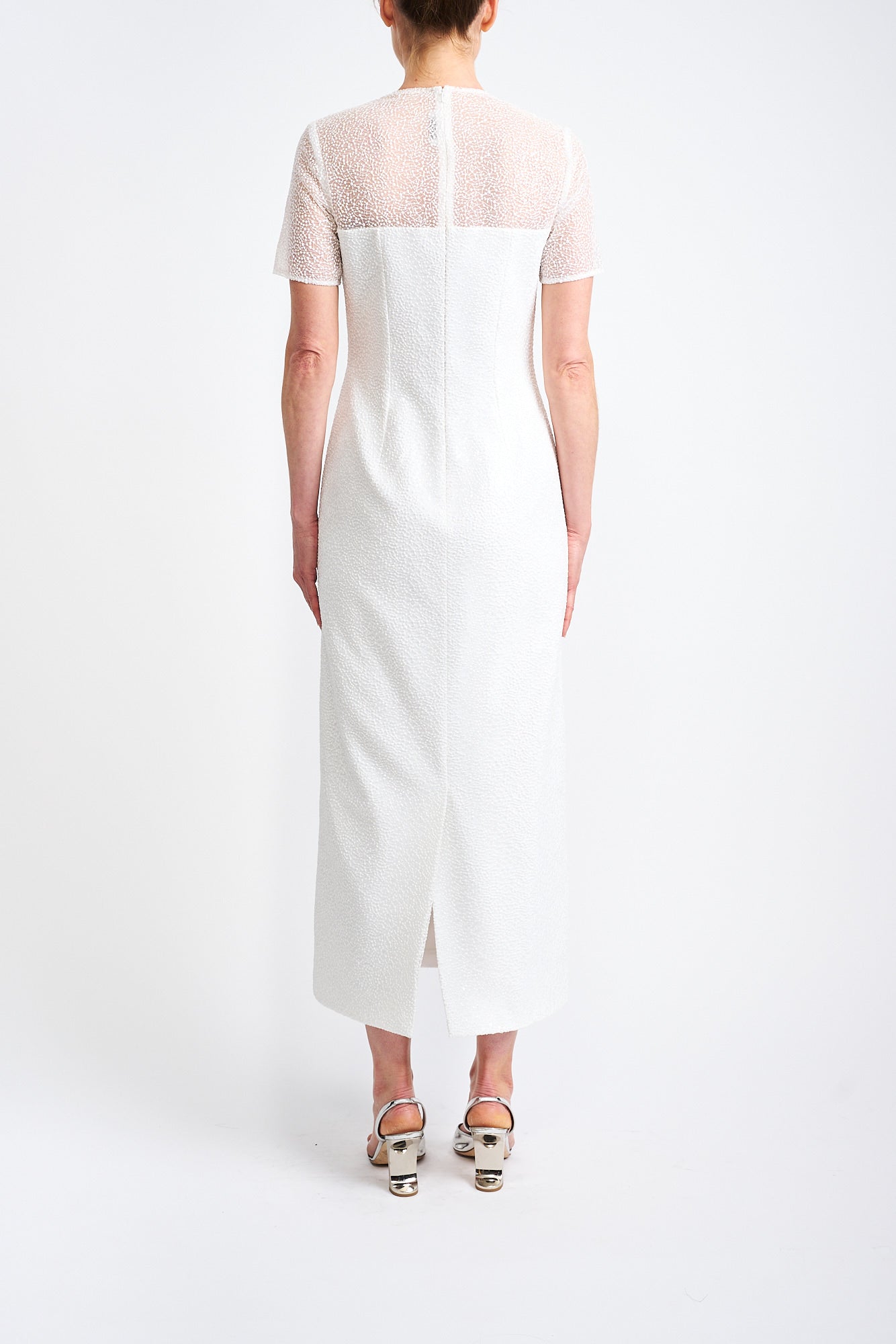 NAEVA SEQUIN EMBROIDERED WHITE DRESS - E.STOTT