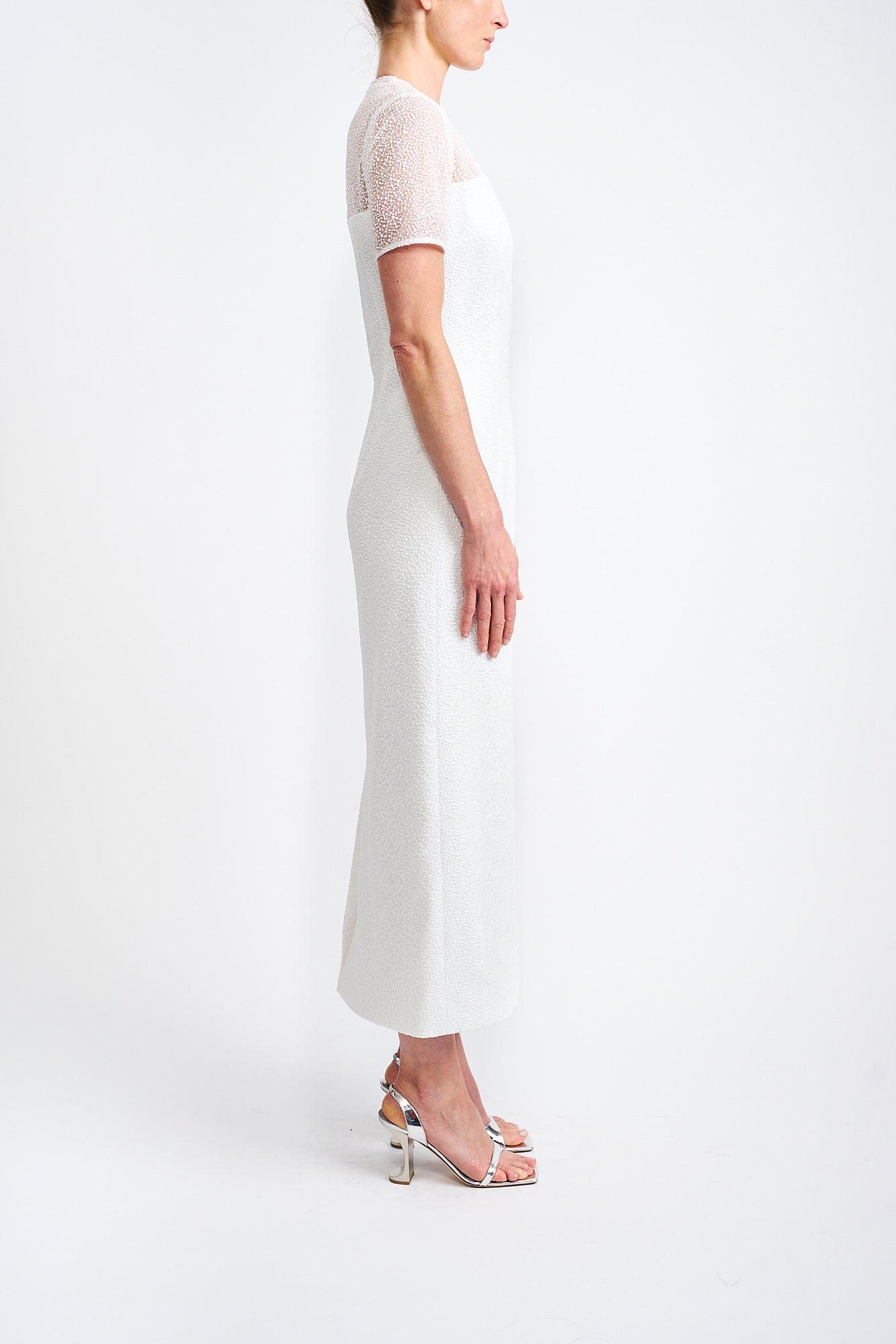 NAEVA SEQUIN EMBROIDERED WHITE DRESS - E.STOTT