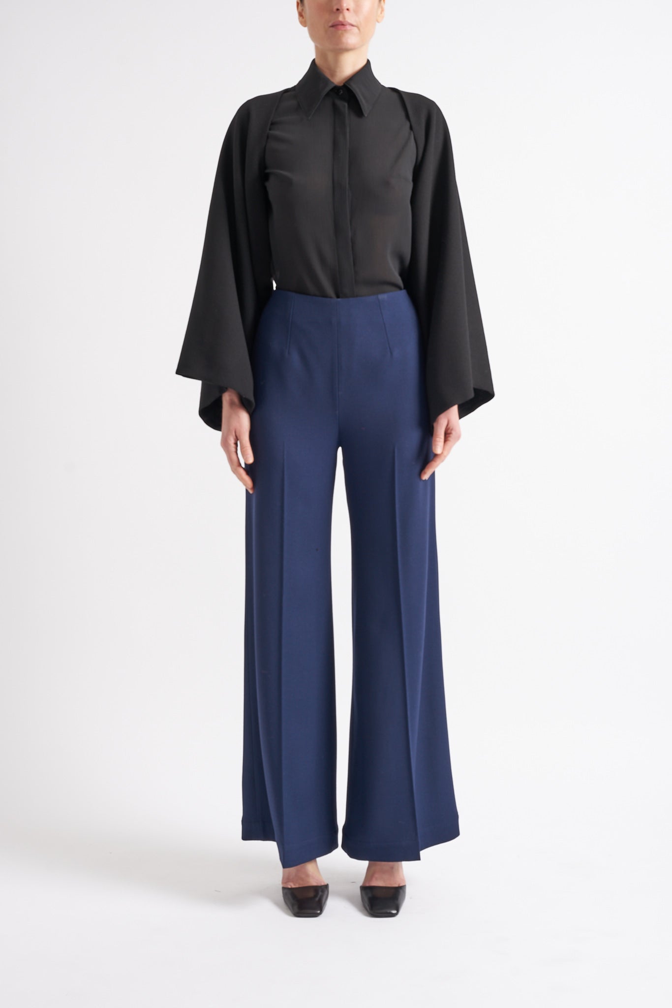 PALOMA LONG BLACK SILK SATIN JACKET - E.STOTT