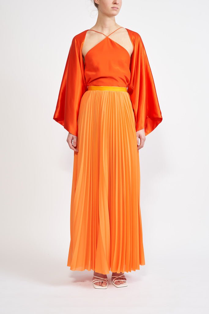 PALOMA LONG ORANGE SILK SATIN JACKET - E.STOTT