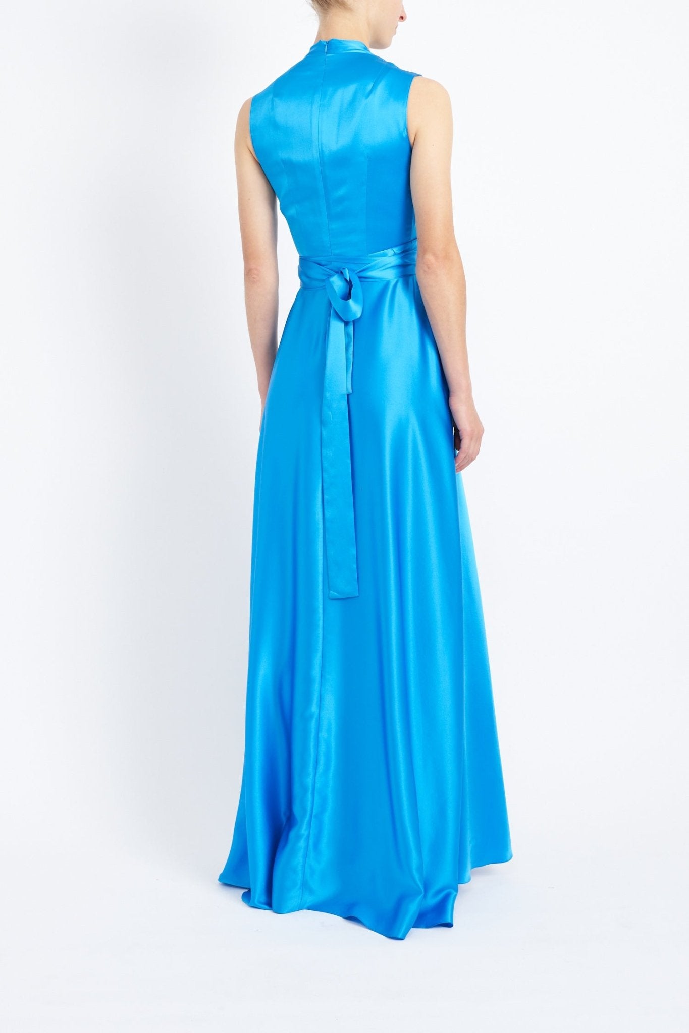 SADIE AZURE SILK SATIN WRAP DRESS - E.STOTT