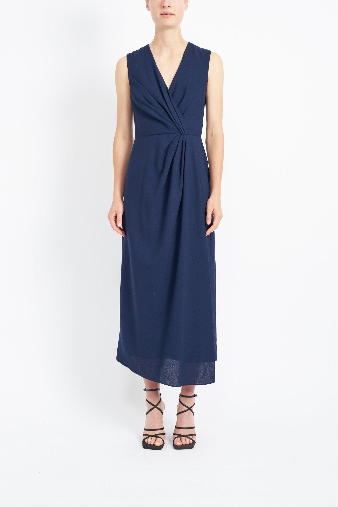UMA NAVY SUSTAINABLY SOURCED CADY DRESS - E.STOTT