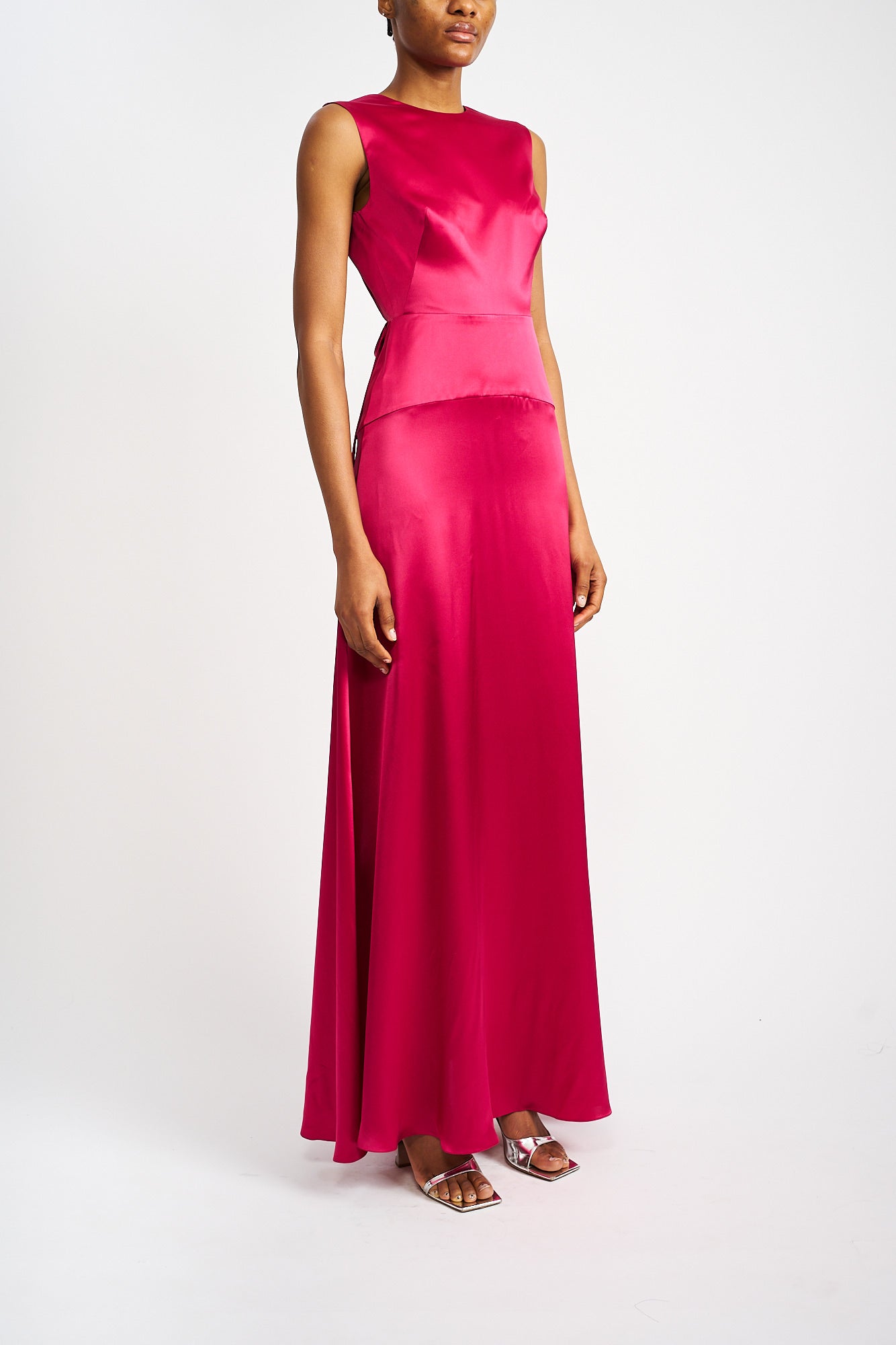 VALENTINA RASPBERRY SILK SATIN DRESS - E.STOTT